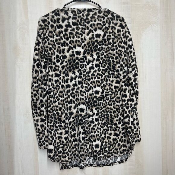 White Birch leopard print cardigan sweater long sleeve, sizeXL - Picture 3 of 10
